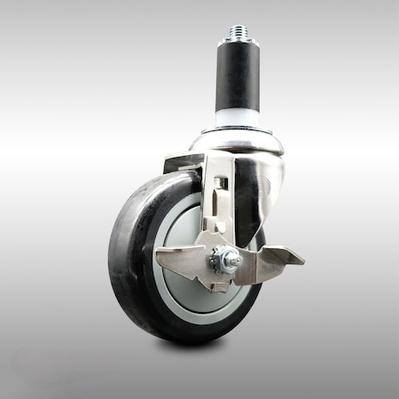 Service Caster 4 Inch 316SS Black Polyurethane Swivel 1-3/8 Inch Expanding Stem Caster Brake SCC-SS316EX20S414-PPUB-BLK-TLB-138